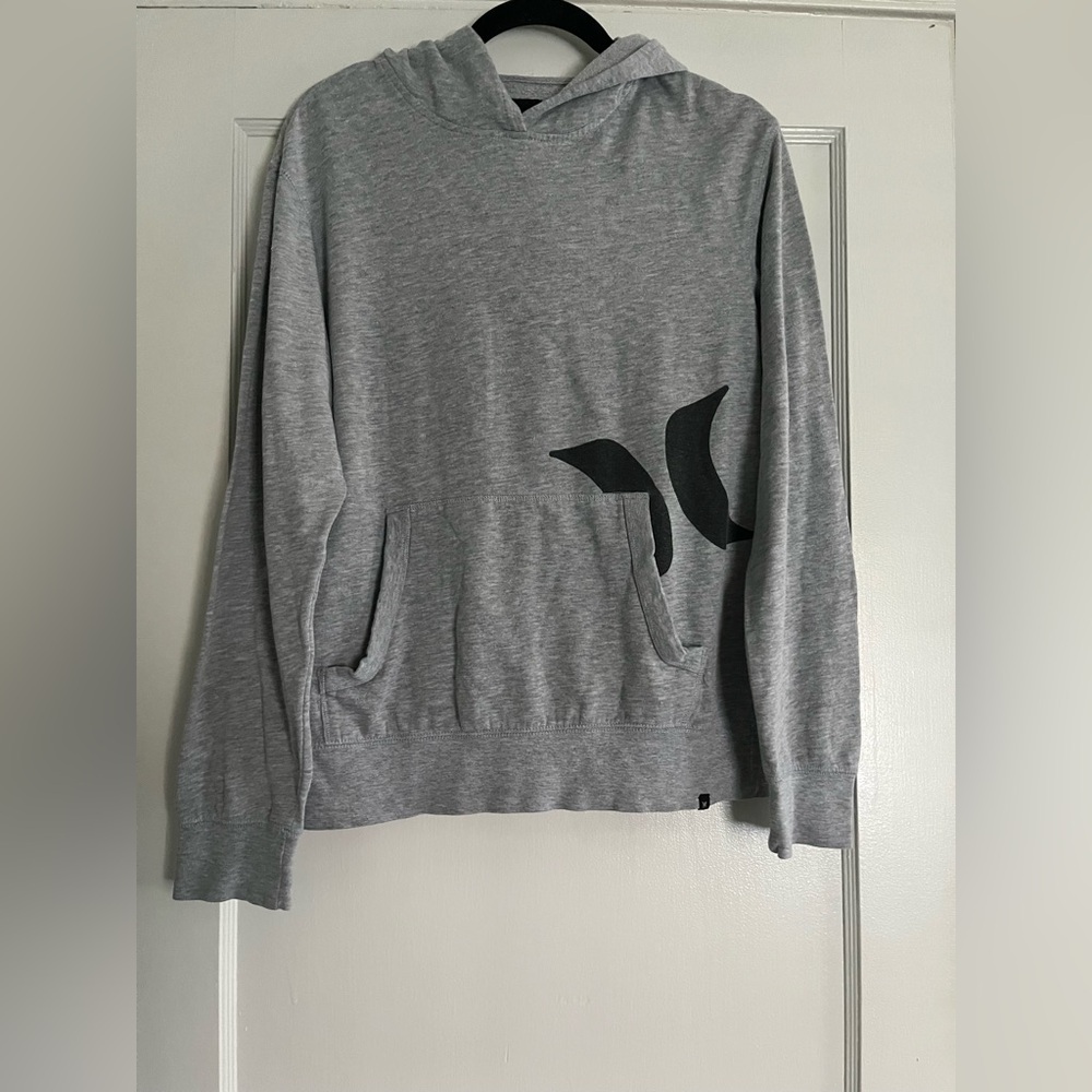 Hurley Gray Hoodie Crewneck Sweater with Black Graphic